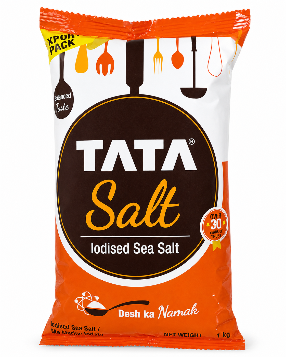 Tata Salt 1kg iodised sea salt pack for everyday cooking