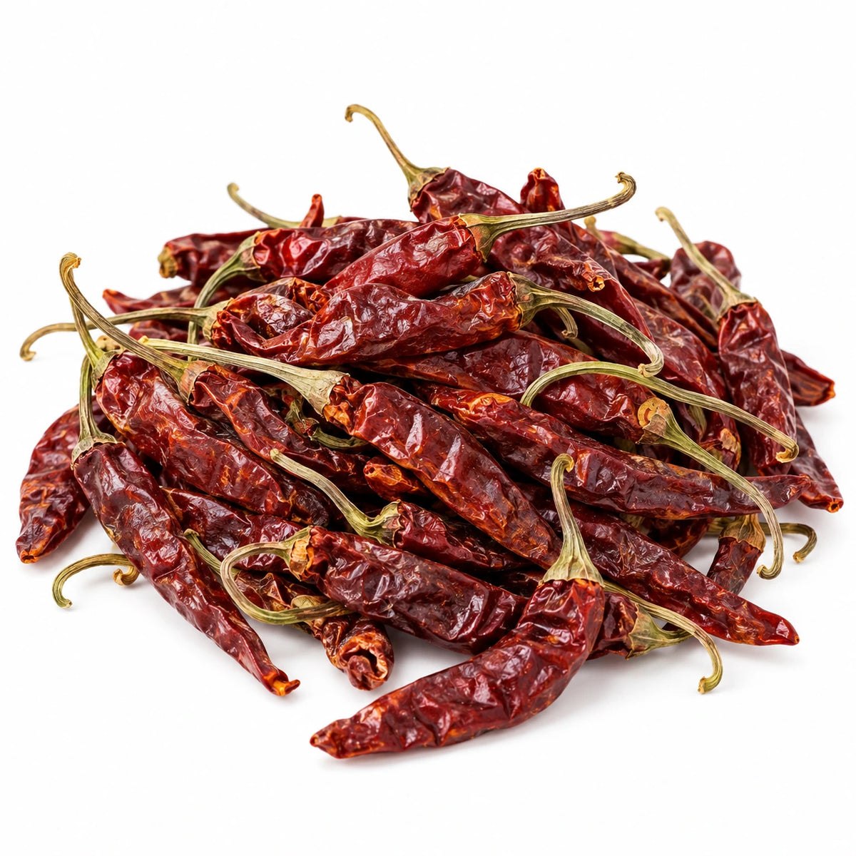 Whole dried red chillies with stems