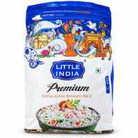 Little India Premium Extra Long Basmati Rice 5kg blue and white resealable bag