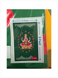 Traditional Cotton Backdrop for Festivals, Pooja & Event Decoration 8x5 Ft' – Reusable