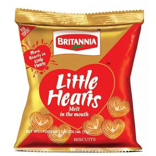 Britannia Little Hearts 75g sweet puff biscuits for tea time kids snacks and lunch boxes