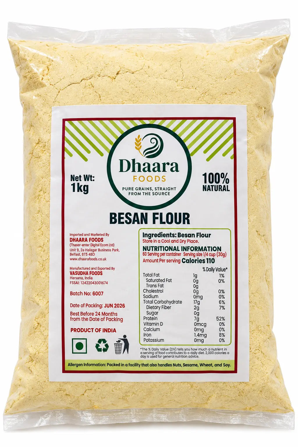 Dhaara Besan Flour 1kg pack – Indian gram flour