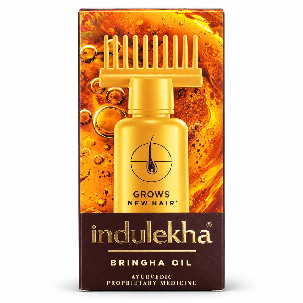 Indulekha Bringha Hair Oil 50ml box with comb applicator