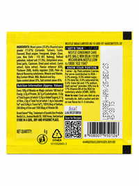 Back of Maggi Masala-e-Magic 6g sachet showing ingredients nutrition and allergen information
