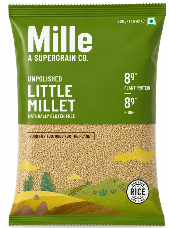 Mille Unpolished Little Millet 500g front pack