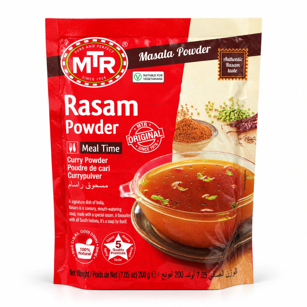 Front of MTR Rasam Powder 200g packet