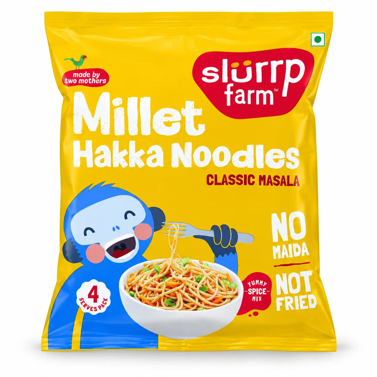 Slurrp Farm Millet Hakka Noodles Classic Masala 192g pack, front view